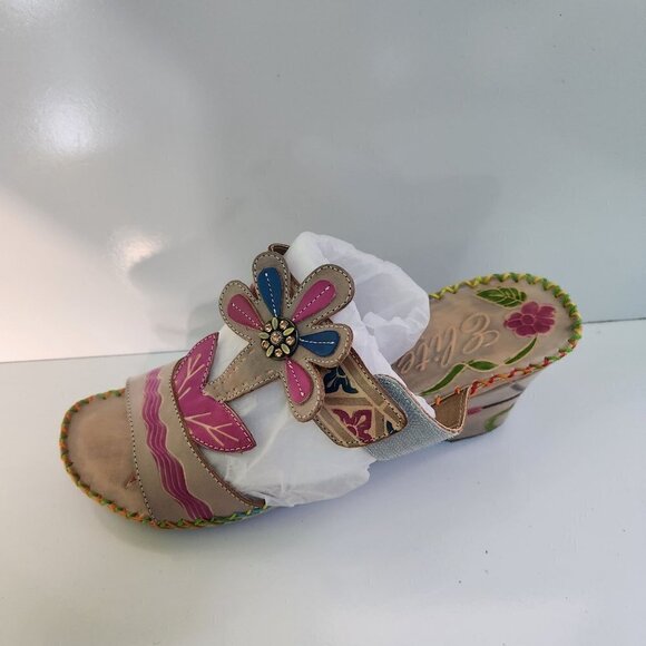 Elite By Corkys NIB Pacific Gray Leather Slip On Mules Sandals Size 11 - Picture 3 of 12